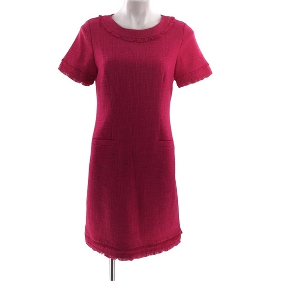 Karl Lagerfeld Paris Pink Tweed Eyelash Dress - Picture 1 of 12